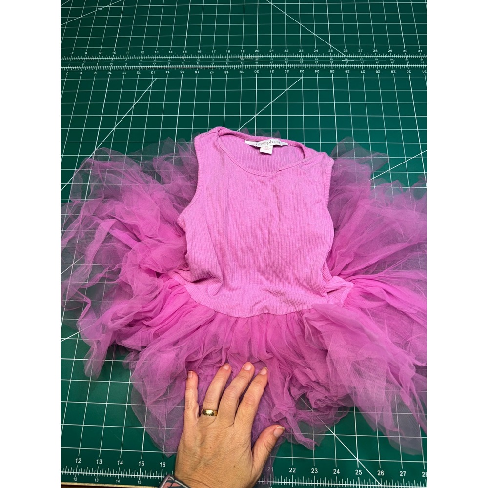 iloveplum Kids Pink Ribbed Knit B.E.E. Tutu Dress Size 6Y Sleeveless Tulle Skirt